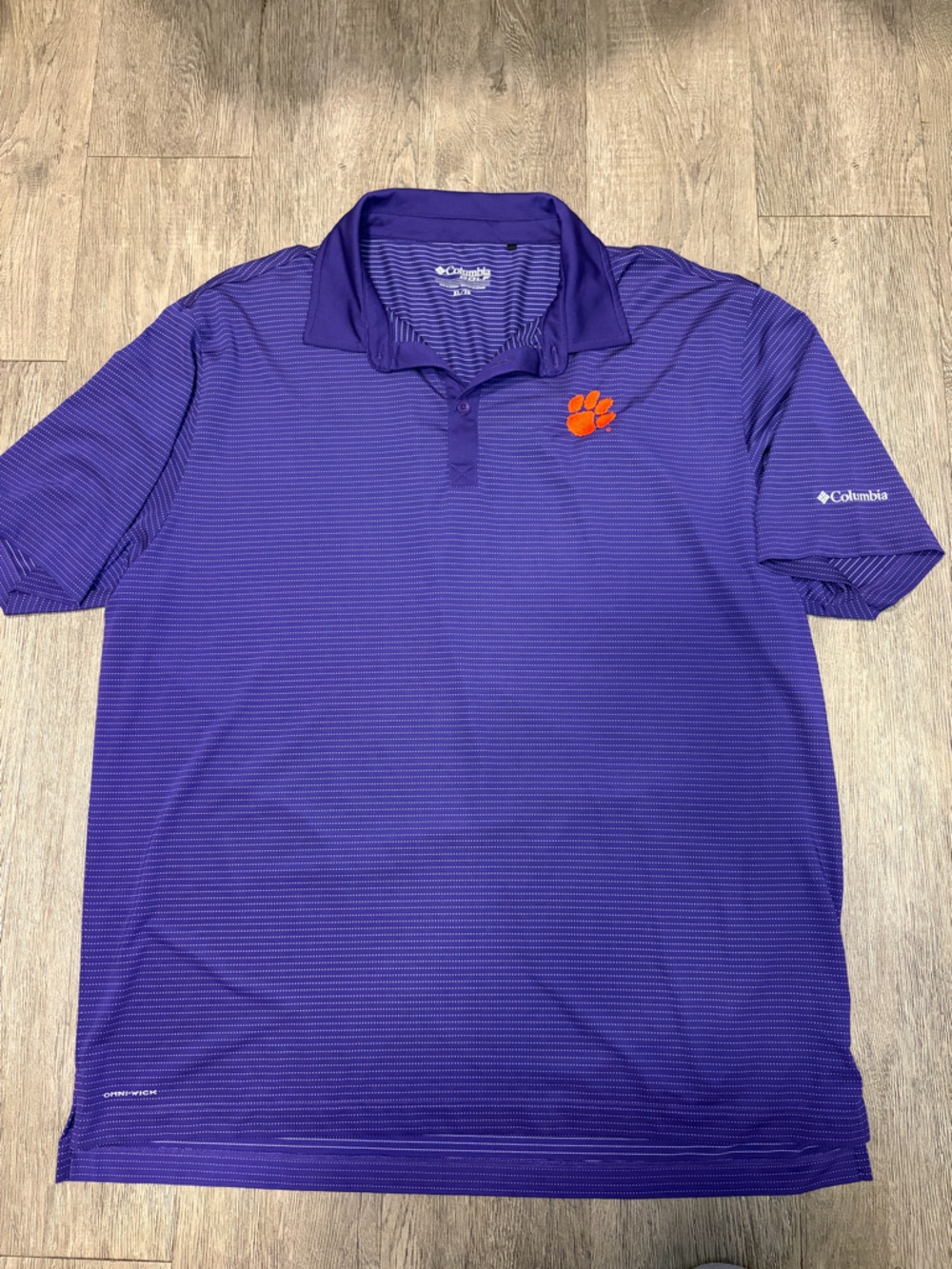 Columbia Purple Short-Sleeve Clemson logo